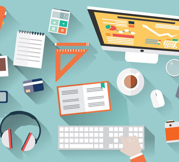 Creative workspace with launch planning materials